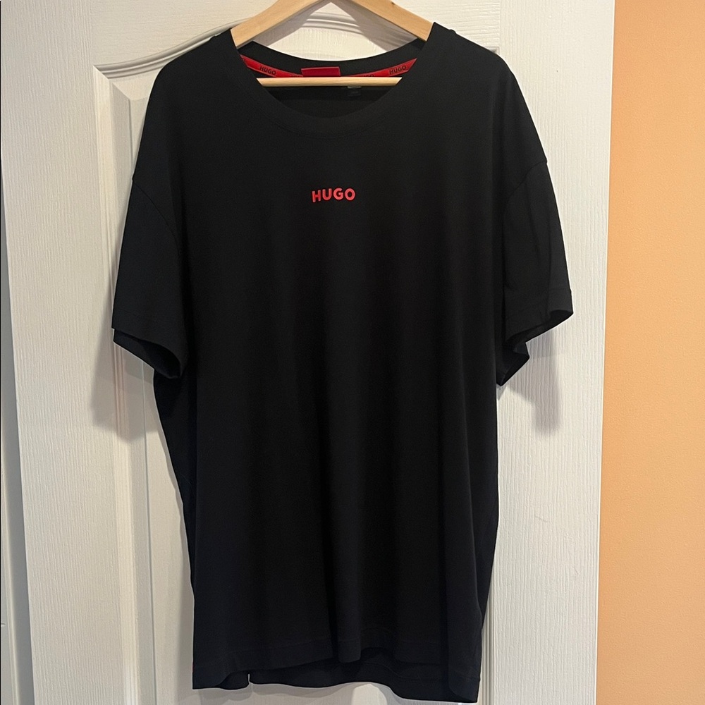 HUGO Black Tee with Red Logo